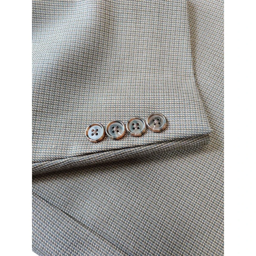 Lauren Ralph Lauren Mens Sports Coat 44L Brown Blue Geometric 2 Button Blazer